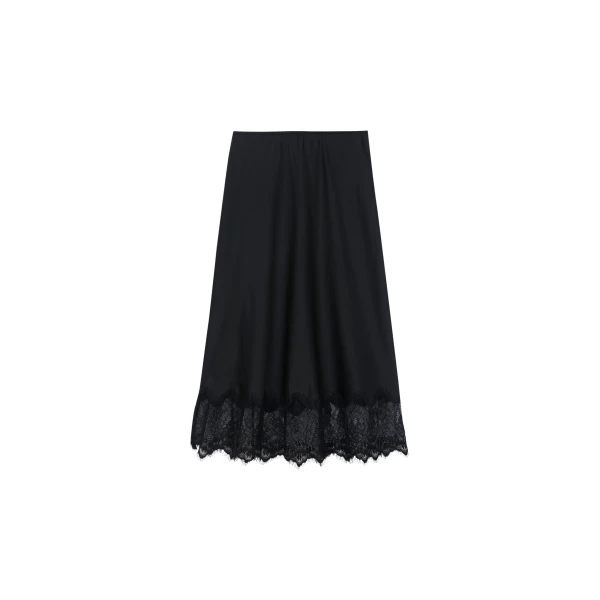 The Frankie Shop Rosyth Lace Midi Skirt - Black - Oversized Minimalist Skirts in Black - Shop at Luxury Shoes 