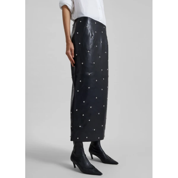 The Frankie Shop Rotate Studded Pencil Skirt - Black - Oversized Minimalist Skirts in Black - Shop at Luxury Shoes 