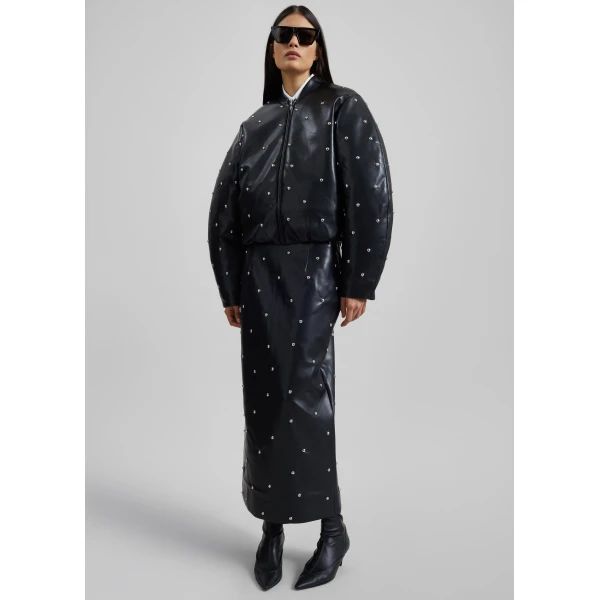 The Frankie Shop Rotate Studded Pencil Skirt - Black - Oversized Minimalist Skirts in Black - Shop at Luxury Shoes 