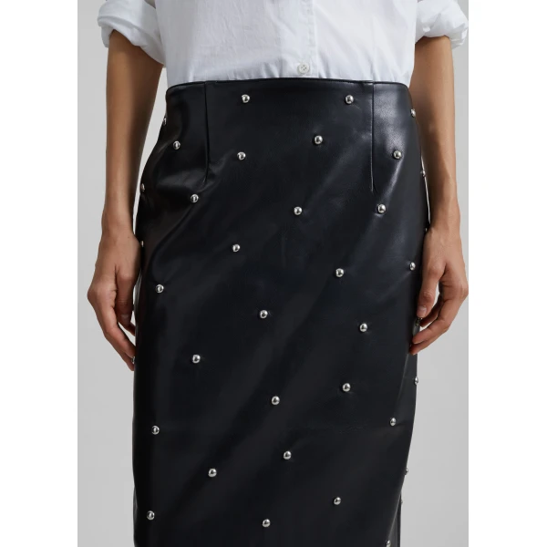 The Frankie Shop Rotate Studded Pencil Skirt - Black - Oversized Minimalist Skirts in Black - Shop at Luxury Shoes 