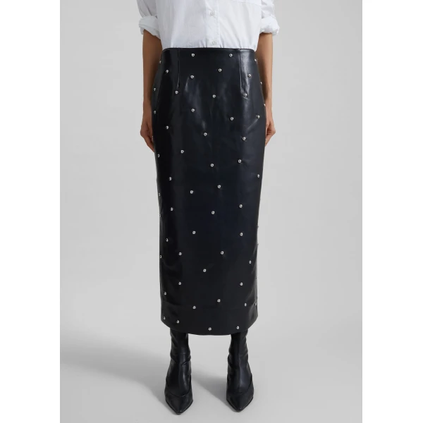 The Frankie Shop Rotate Studded Pencil Skirt - Black - Oversized Minimalist Skirts in Black - Shop at Luxury Shoes 