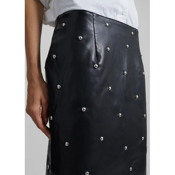 The Frankie Shop Rotate Studded Pencil Skirt - Black - Oversized Minimalist Skirts in Black - Shop at Luxury Shoes 