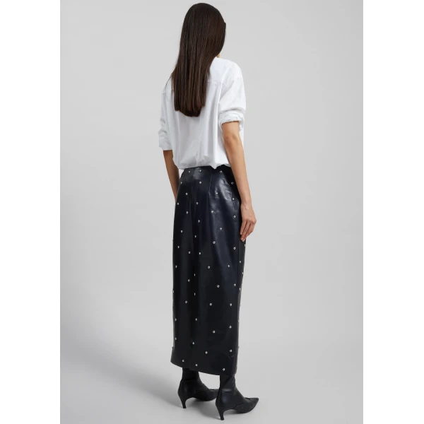 The Frankie Shop Rotate Studded Pencil Skirt - Black - Oversized Minimalist Skirts in Black - Shop at Luxury Shoes 
