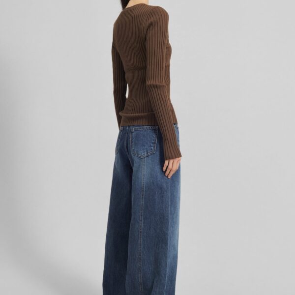 The Frankie Shop Ruan Ribbed Knit Top – Brown, view 6