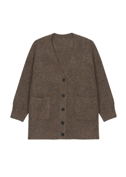 The Frankie Shop Ruhr Oversized Mohair Cardigan - Brown - Oversized Minimalist Knitwear in Brown - Shop at Luxury Shoes 