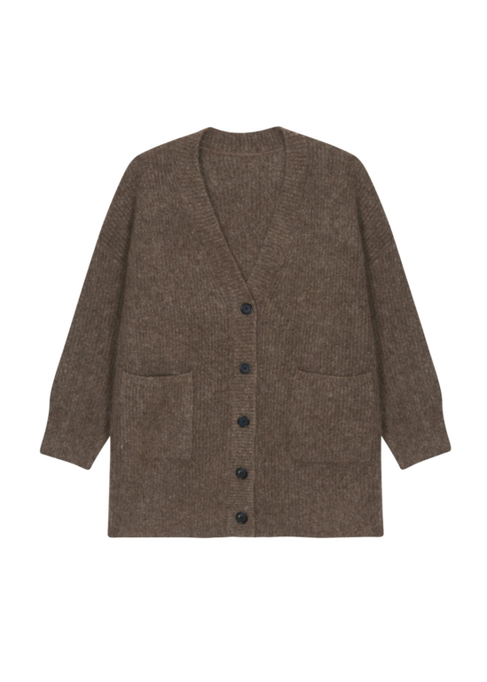 The Frankie Shop Ruhr Oversized Mohair Cardigan - Brown - Oversized Minimalist Knitwear in Brown - Shop at Luxury Shoes 