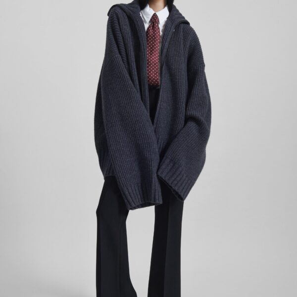The Frankie Shop Saclay Oversized Zip-Up Cardigan – Charcoal, view 2
