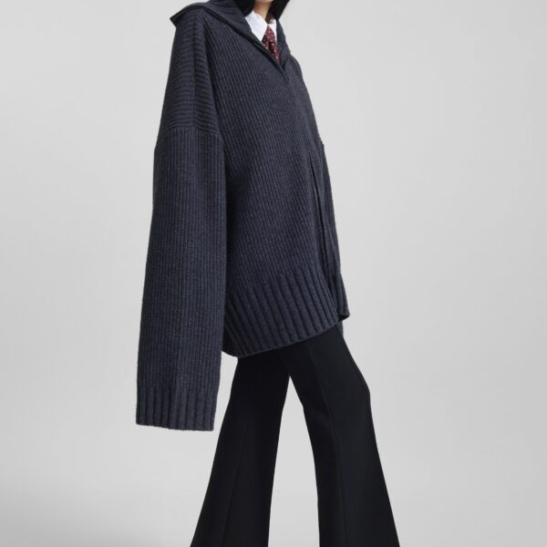 The Frankie Shop Saclay Oversized Zip-Up Cardigan – Charcoal, view 4
