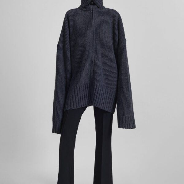 The Frankie Shop Saclay Oversized Zip-Up Cardigan – Charcoal, view 5