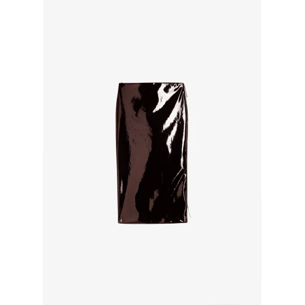 The Frankie Shop Samantha Patent Zip Skirt - Burgundy - Oversized Minimalist Skirts in Red - Shop at Luxury Shoes 