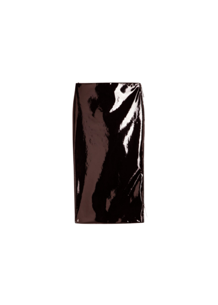 The Frankie Shop Samantha Patent Zip Skirt - Burgundy - Oversized Minimalist Skirts in Red - Shop at Luxury Shoes 