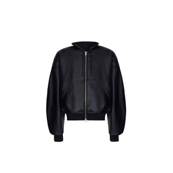 The Frankie Shop Santiago Faux Leather Jacket - Black - Oversized Minimalist Jackets in Black - Shop at Luxury Shoes 