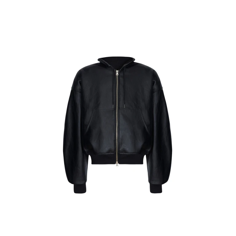 The Frankie Shop Santiago Faux Leather Jacket - Black - Oversized Minimalist Jackets in Black - Shop at Luxury Shoes 