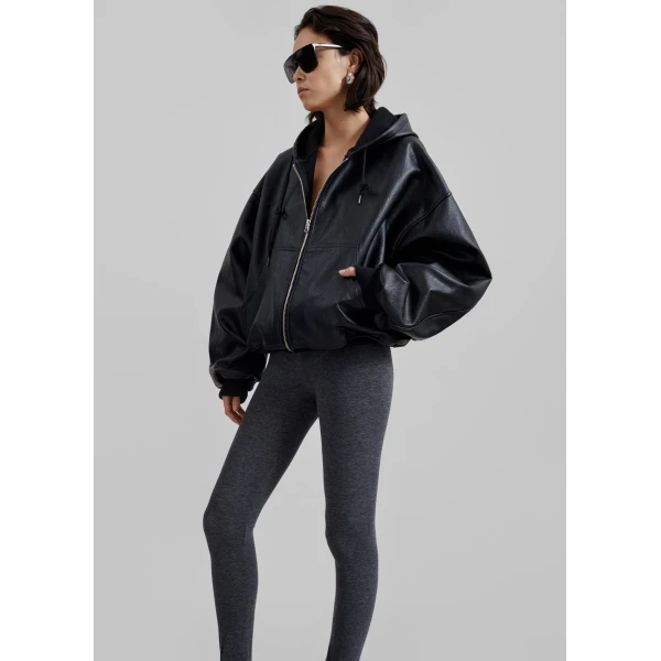 The Frankie Shop Santiago Faux Leather Jacket - Black - Oversized Minimalist Jackets in Black - Shop at Luxury Shoes 