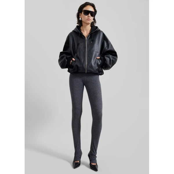 The Frankie Shop Santiago Faux Leather Jacket - Black - Oversized Minimalist Jackets in Black - Shop at Luxury Shoes 
