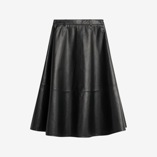 The Frankie Shop Savil Leather Midi Skirt – Black, view 8