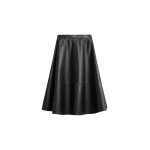 The Frankie Shop Savil Leather Midi Skirt - Black - Oversized Minimalist Skirts in Black - Shop at Luxury Shoes 