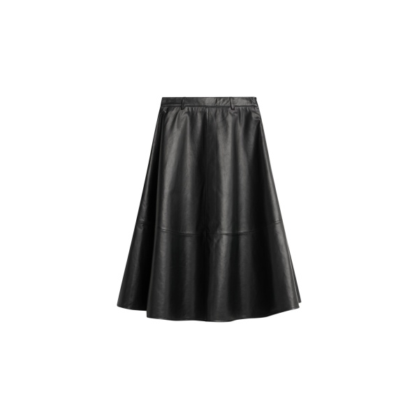 The Frankie Shop Savil Leather Midi Skirt - Black - Oversized Minimalist Skirts in Black - Shop at Luxury Shoes 