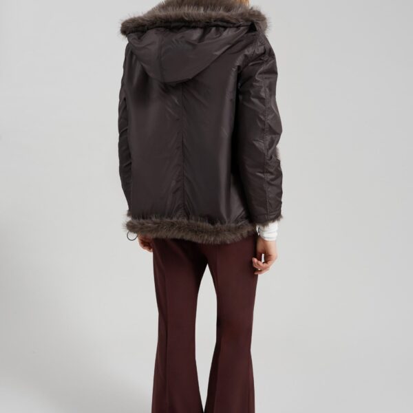 The Frankie Shop Savoie Faux Fur Hooded Jacket – Brown, view 7