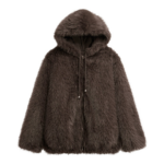 The Frankie Shop Savoie Faux Fur Hooded Jacket - Brown - Oversized Minimalist Jackets in Brown - Shop at Luxury Shoes 