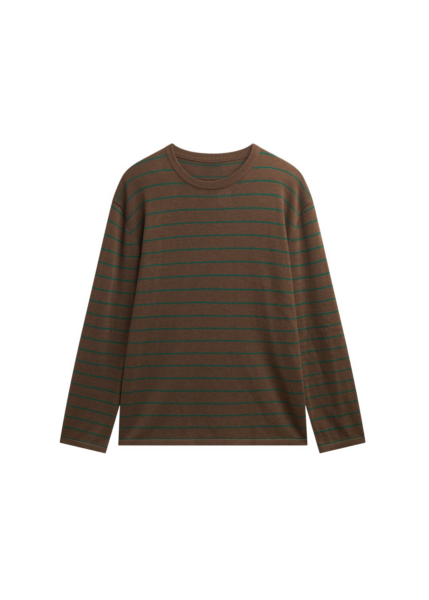 The Frankie Shop Sena Knit Pullover - Brown/Green Stripe - Oversized Minimalist Knitwear in Brown - Shop at Luxury Shoes 
