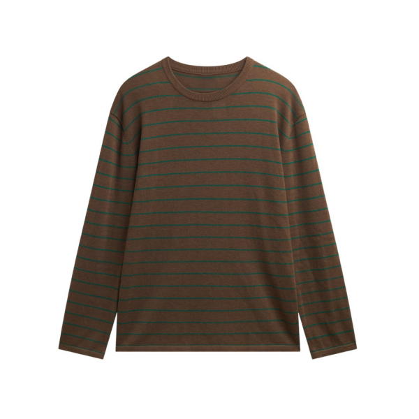 The Frankie Shop Sena Knit Pullover – Brown/Green Stripe