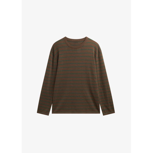 The Frankie Shop Sena Knit Pullover - Brown/Green Stripe - Oversized Minimalist Knitwear in Brown - Shop at Luxury Shoes 