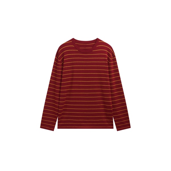 The Frankie Shop Sena Knit Pullover - Red/Yellow Stripe - Oversized Minimalist Knitwear in Red - Shop at Luxury Shoes 