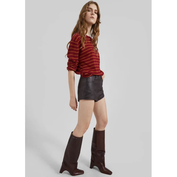 The Frankie Shop Sena Knit Pullover - Red/Yellow Stripe - Oversized Minimalist Knitwear in Red - Shop at Luxury Shoes 