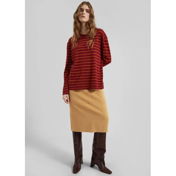 The Frankie Shop Sena Knit Pullover - Red/Yellow Stripe - Oversized Minimalist Knitwear in Red - Shop at Luxury Shoes 
