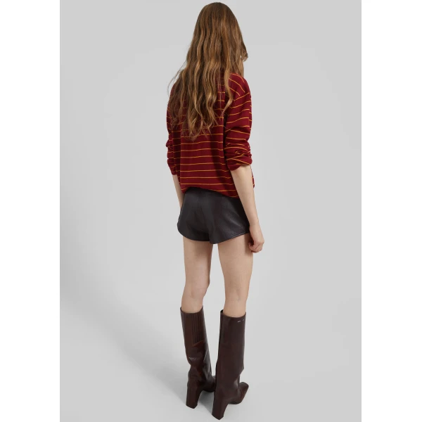 The Frankie Shop Sena Knit Pullover - Red/Yellow Stripe - Oversized Minimalist Knitwear in Red - Shop at Luxury Shoes 