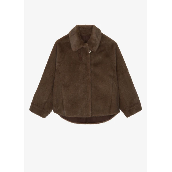 The Frankie Shop Senja Faux Fur Jacket - Brown - Oversized Minimalist Jackets in Brown - Shop at Luxury Shoes 