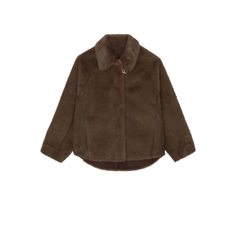 The Frankie Shop Senja Faux Fur Jacket - Brown - Oversized Minimalist Jackets in Brown - Shop at Luxury Shoes 