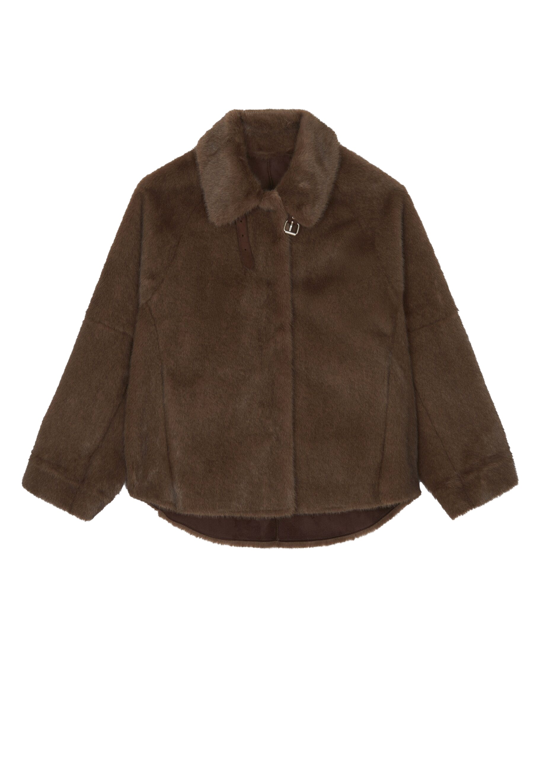 The Frankie Shop Senja Faux Fur Jacket - Brown - Oversized Minimalist Jackets in Brown - Shop at Luxury Shoes 