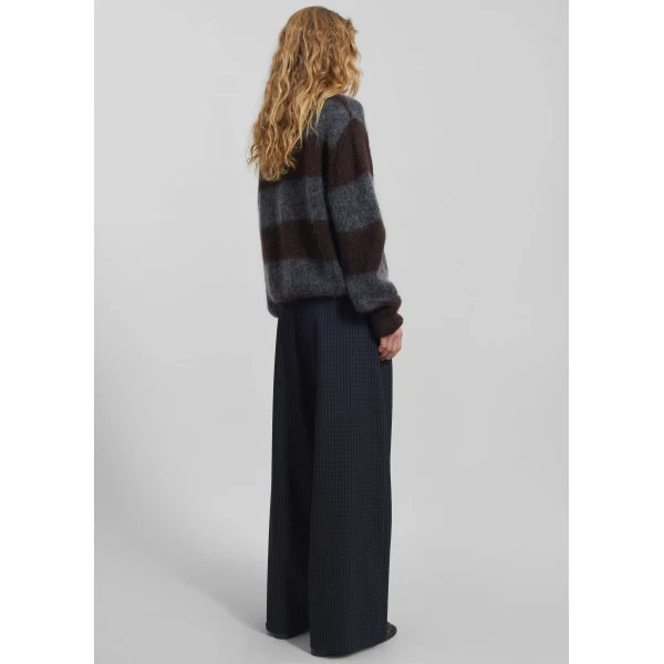 The Frankie Shop Sirsa Double Belt Loop Trousers - Black Plaid - Oversized Minimalist Pants in Black - Shop at Luxury Shoes 