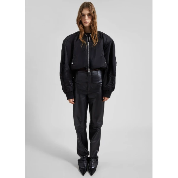 The Frankie Shop Skagen Cropped Trapeze Bomber Jacket - Black - Oversized Minimalist Jackets in Black - Shop at Luxury Shoes 