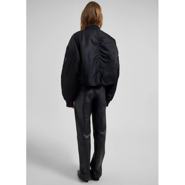 The Frankie Shop Skagen Cropped Trapeze Bomber Jacket - Black - Oversized Minimalist Jackets in Black - Shop at Luxury Shoes 