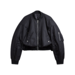 The Frankie Shop Skagen Cropped Trapeze Bomber Jacket - Black - Oversized Minimalist Jackets in Black - Shop at Luxury Shoes 