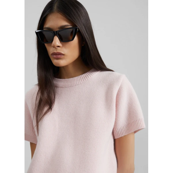 The Frankie Shop Sona Wool Knit Top - Pink - Oversized Minimalist Tops in Pink - Shop at Luxury Shoes 