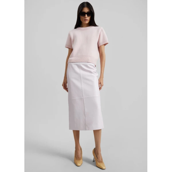 The Frankie Shop Sona Wool Knit Top - Pink - Oversized Minimalist Tops in Pink - Shop at Luxury Shoes 