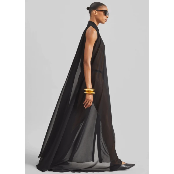 The Frankie Shop Sukie Sheer Halterneck Dress - Black - Oversized Minimalist Dresses in Black - Shop at Luxury Shoes 