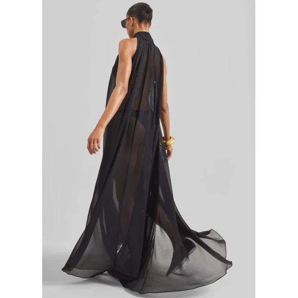 The Frankie Shop Sukie Sheer Halterneck Dress - Black - Oversized Minimalist Dresses in Black - Shop at Luxury Shoes 