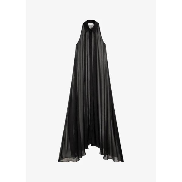 The Frankie Shop Sukie Sheer Halterneck Dress - Black - Oversized Minimalist Dresses in Black - Shop at Luxury Shoes 