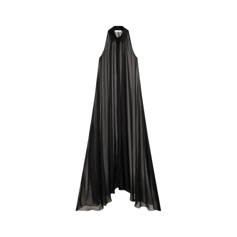 The Frankie Shop Sukie Sheer Halterneck Dress - Black - Oversized Minimalist Dresses in Black - Shop at Luxury Shoes 