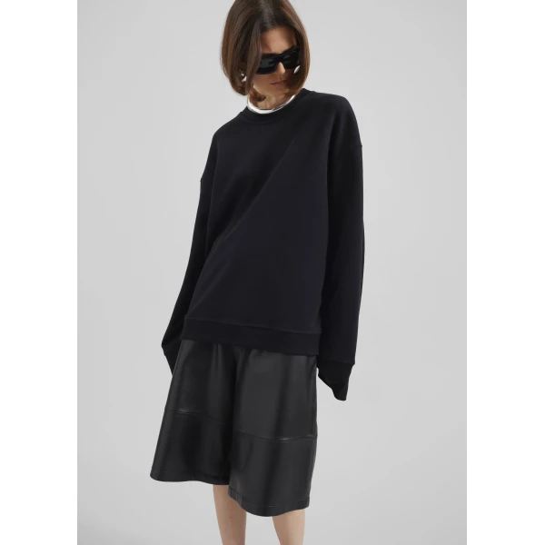 The Frankie Shop Talia Sweatshirt - Black - Oversized Minimalist Tops in Black - Shop at Luxury Shoes 