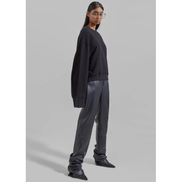 The Frankie Shop Talia Sweatshirt - Black - Oversized Minimalist Tops in Black - Shop at Luxury Shoes 