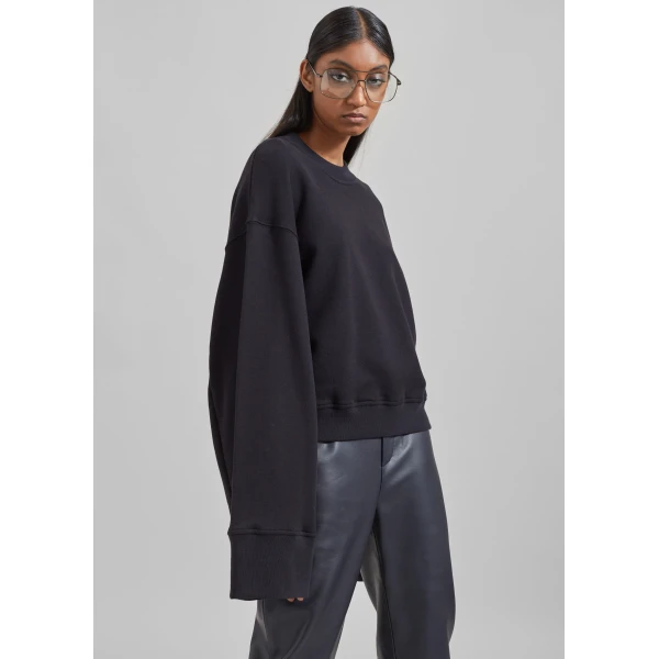 The Frankie Shop Talia Sweatshirt - Black - Oversized Minimalist Tops in Black - Shop at Luxury Shoes 