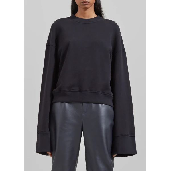 The Frankie Shop Talia Sweatshirt - Black - Oversized Minimalist Tops in Black - Shop at Luxury Shoes 