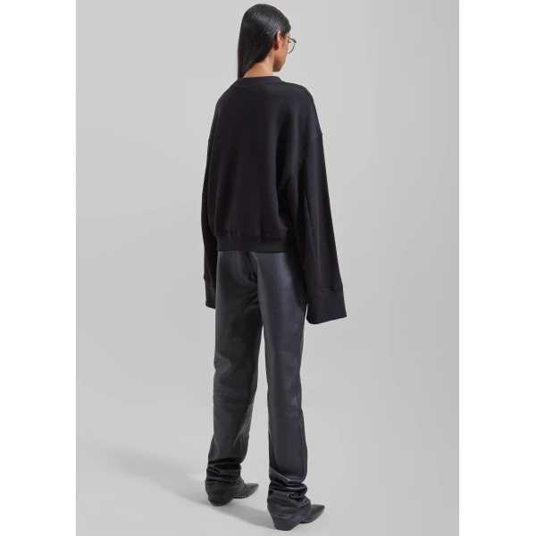 The Frankie Shop Talia Sweatshirt - Black - Oversized Minimalist Tops in Black - Shop at Luxury Shoes 