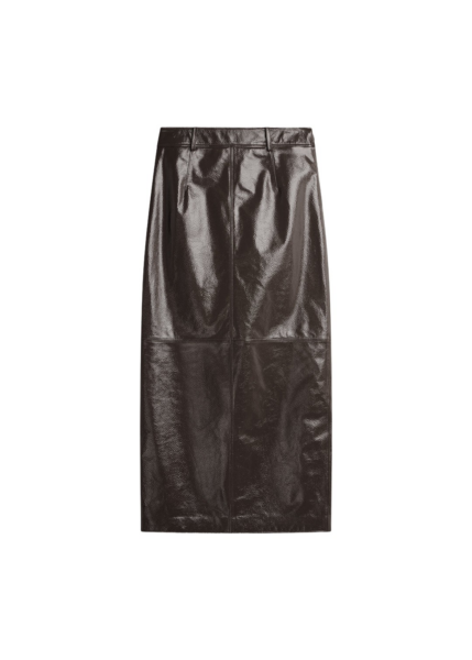 The Frankie Shop Taney Crackled Pencil Skirt - Brown - Oversized Minimalist Skirts in Brown - Shop at Luxury Shoes 
